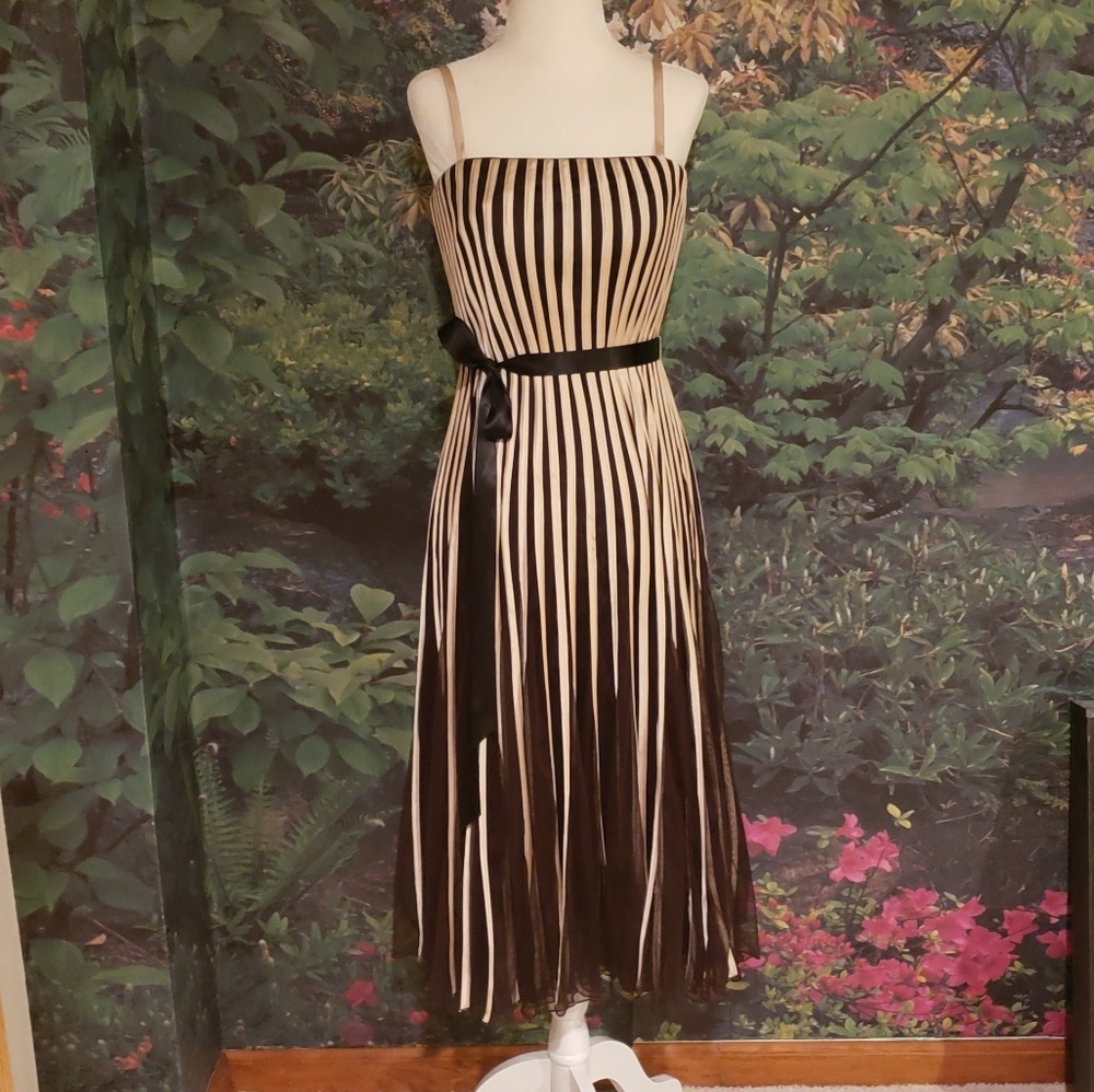 Gold and Black Ribbon Sandra Darren Cocktail Dress